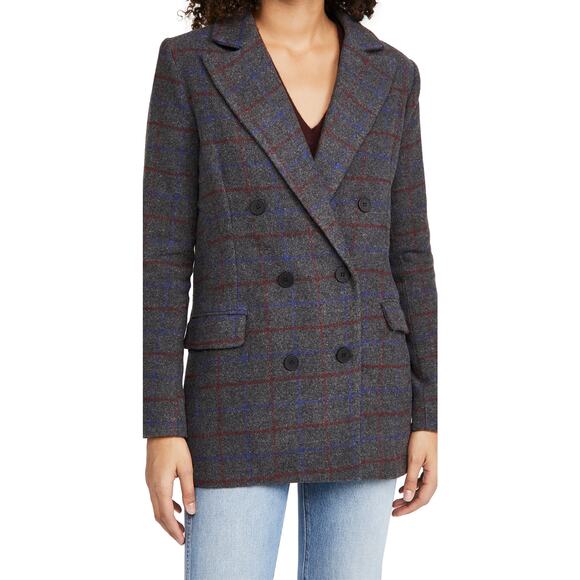 New Lioness The Kyra Blazer in Grey Plaid Women's Size XL - Picture 1 of 11